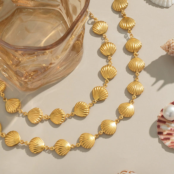 Wholesale Shell Jewelry Set With Marine Life Pattern Stainless Steel Gold Plated Handmade And Electroplated For Women's Summer