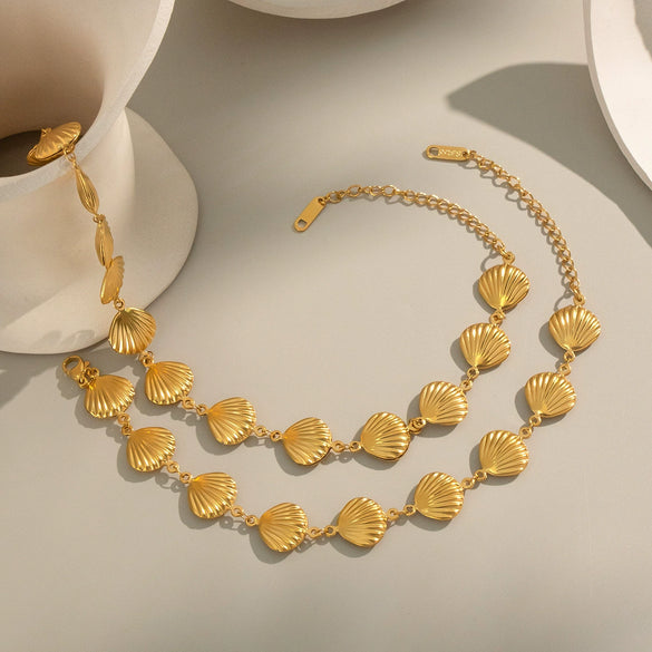 Wholesale Shell Jewelry Set With Marine Life Pattern Stainless Steel Gold Plated Handmade And Electroplated For Women's Summer