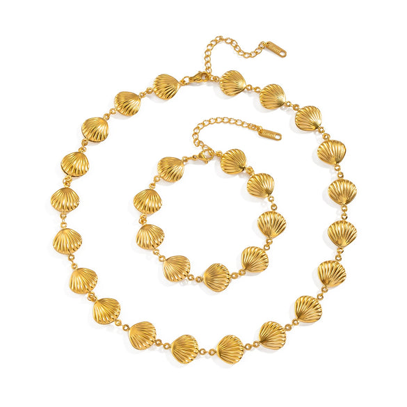 Wholesale Shell Jewelry Set With Marine Life Pattern Stainless Steel Gold Plated Handmade And Electroplated For Women's Summer