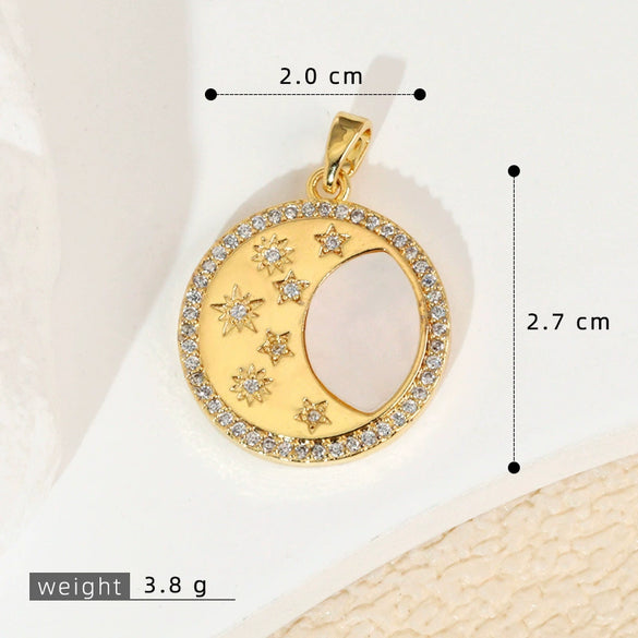 Wholesale Shell Necklace Pendant With Copper Plated Geometric Moon Red Star And Heart Shape Accessories