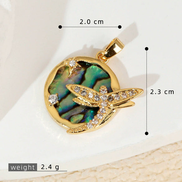 Wholesale Shell Necklace Pendant With Copper Plated Geometric Moon Red Star And Heart Shape Accessories