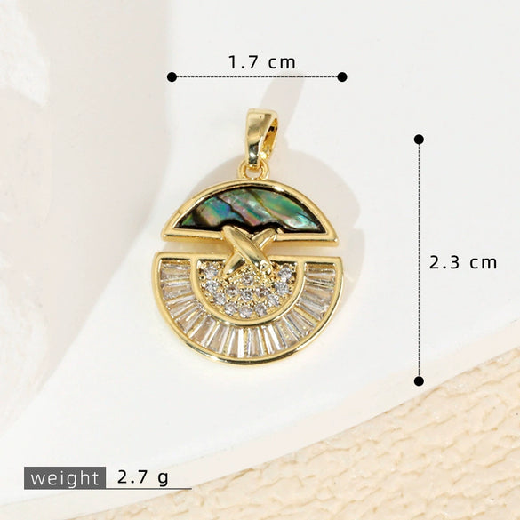 Wholesale Shell Necklace Pendant With Copper Plated Geometric Moon Red Star And Heart Shape Accessories