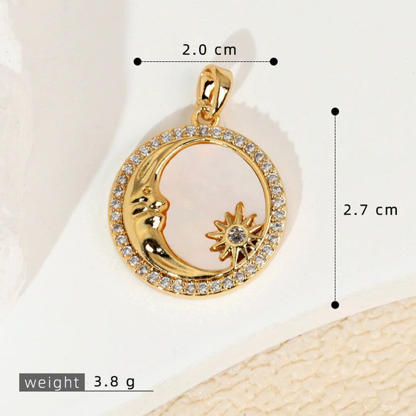 Wholesale Shell Necklace Pendant With Copper Plated Geometric Moon Red Star And Heart Shape Accessories