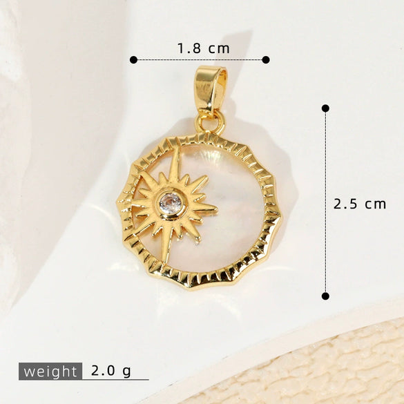 Wholesale Shell Necklace Pendant With Copper Plated Geometric Moon Red Star And Heart Shape Accessories