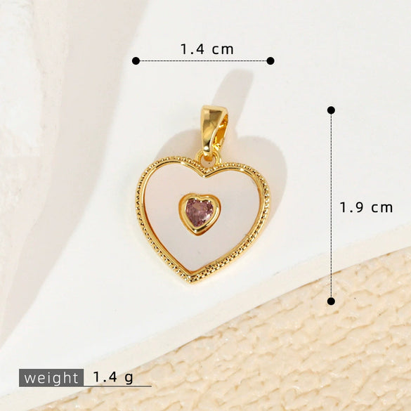 Wholesale Shell Necklace Pendant With Copper Plated Geometric Moon Red Star And Heart Shape Accessories