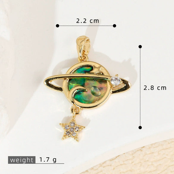 Wholesale Shell Necklace Pendant With Copper Plated Geometric Moon Red Star And Heart Shape Accessories