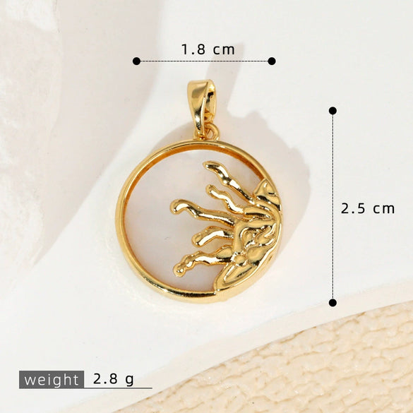 Wholesale Shell Necklace Pendant With Copper Plated Geometric Moon Red Star And Heart Shape Accessories