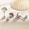 Wholesale Shell Pattern Titanium Steel Electroplated Double Head Screw Ear Bone Nail Cochlear Earrings For Women