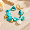 Wholesale Shell Pearl Stainless Steel Jewelry Marine Life Electroplated Women's Pendant Earrings Necklace Bracelet Set