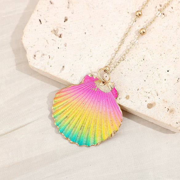 Wholesale Shell Retro Geometric Style Sea Shell Necklace With Ball Chain