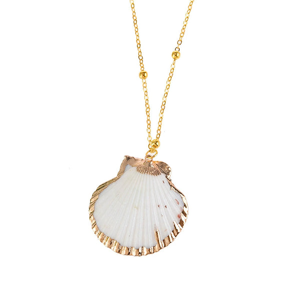 Wholesale Shell Retro Geometric Style Sea Shell Necklace With Ball Chain