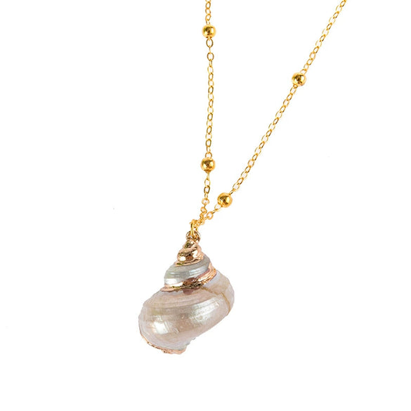Wholesale Shell Retro Geometric Style Sea Shell Necklace With Ball Chain