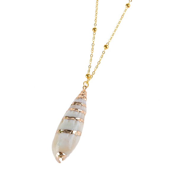 Wholesale Shell Retro Geometric Style Sea Shell Necklace With Ball Chain