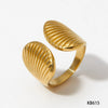 Wholesale Shell Shaped Open Ring With Marine Elements And Animal Zodiac Pattern Simple Style Made Of Stainless Steel With Electroplating
