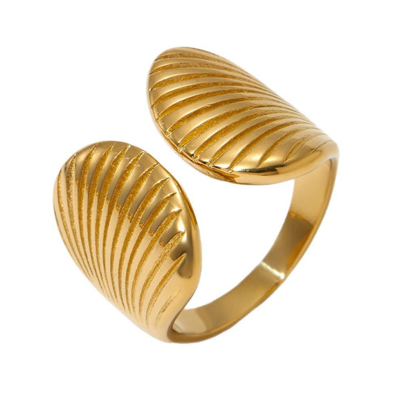 Wholesale Shell Shaped Open Ring With Marine Elements And Animal Zodiac Pattern Simple Style Made Of Stainless Steel With Electroplating