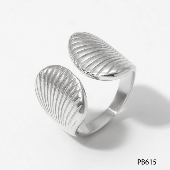 Wholesale Shell Shaped Open Ring With Marine Elements And Animal Zodiac Pattern Simple Style Made Of Stainless Steel With Electroplating
