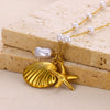 Wholesale Shell Starfish Necklace Stainless Steel With Animal Zodiac Pattern Electroplated