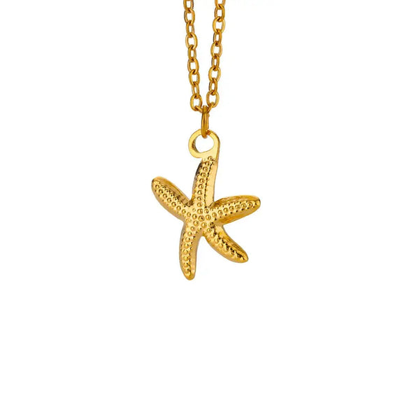 Wholesale Shell Starfish Necklace Stainless Steel With Animal Zodiac Pattern Electroplated