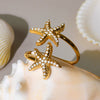 Wholesale Shellshaped 316L Stainless Steel Ring With Star And Geometric Pattern Electroplated For Women