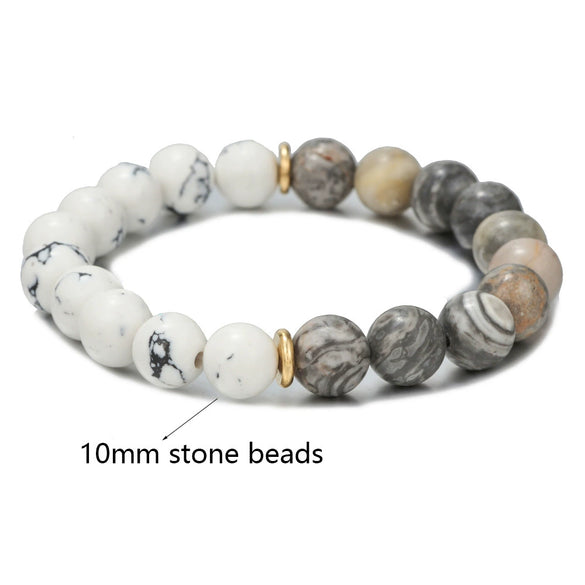 Wholesale Shining Volcanic Stone Black Iron Stone Geometric Handmade Couple Bracelet