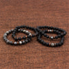 Wholesale Shining Volcanic Stone Black Iron Stone Geometric Handmade Couple Bracelet