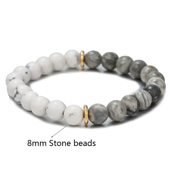 Wholesale Shining Volcanic Stone Black Iron Stone Geometric Handmade Couple Bracelet