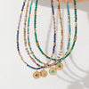 Wholesale Short Clavicle Chain Retro Style Malachite And Titanium Steel Geometric Beaded Handmade Women's Necklace