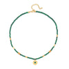 Wholesale Short Clavicle Chain Retro Style Malachite And Titanium Steel Geometric Beaded Handmade Women's Necklace