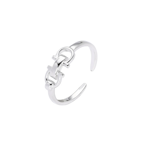 Wholesale Silver Belt Buckle And Horseshoe Fashion Ring Electroplated With Letters Numbers Text For Women