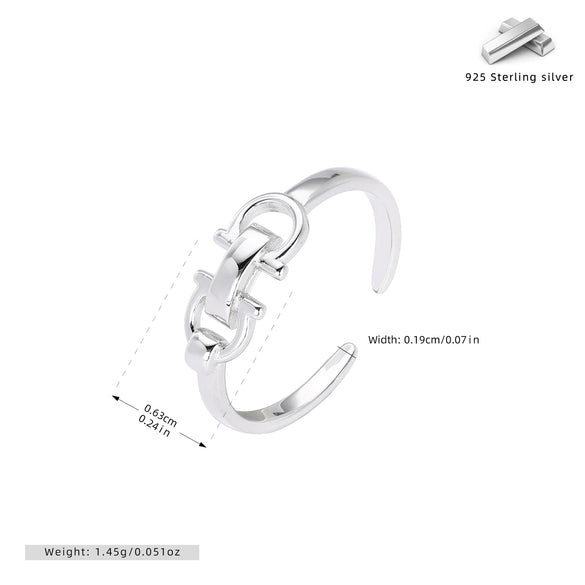 Wholesale Silver Belt Buckle And Horseshoe Fashion Ring Electroplated With Letters Numbers Text For Women