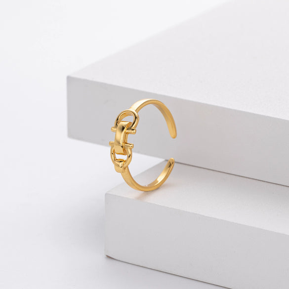Wholesale Silver Belt Buckle And Horseshoe Fashion Ring Electroplated With Letters Numbers Text For Women