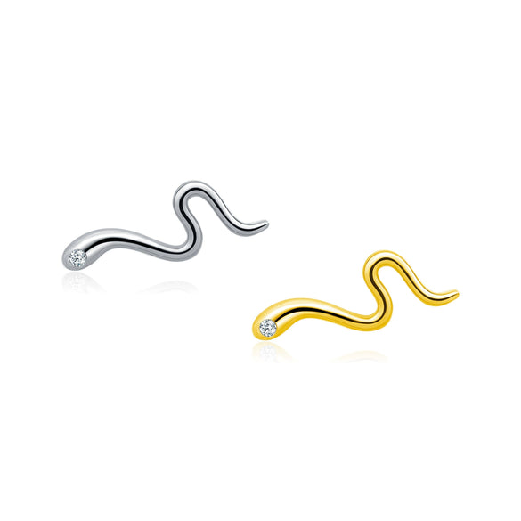 Wholesale 925 Silver Birth Year Zodiac Snake Earrings For Women Sweet Cool Style With Electroplating