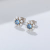 Wholesale Silver Blue Zircon Pearl Flower Design Electroplated Women's Earrings