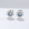 Wholesale Silver Blue Zircon Pearl Flower Design Electroplated Women's Earrings