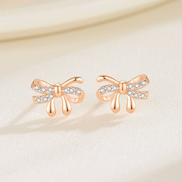 Wholesale Silver Bow Shaped Simple Electroplated Women's Earrings