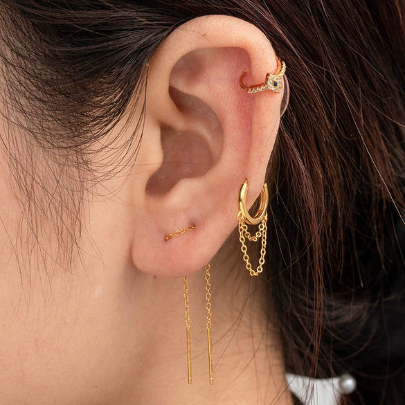 Wholesale Silver 925 Chain Earrings Simple Geometric Style For Women