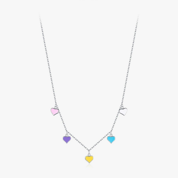 Wholesale Silver Dopamine Love Clavicle Chain With Heart Shape For Women Epoxy Process