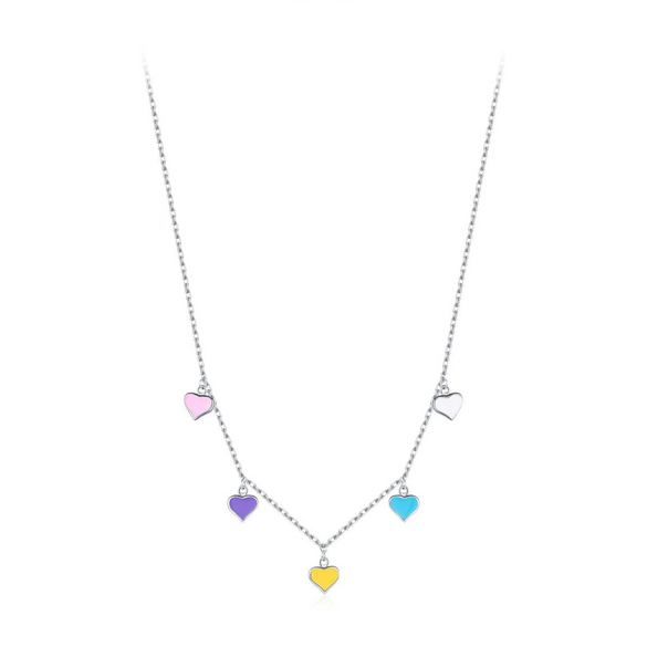 Wholesale Silver Dopamine Love Clavicle Chain With Heart Shape For Women Epoxy Process