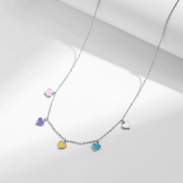 Wholesale Silver Dopamine Love Clavicle Chain With Heart Shape For Women Epoxy Process
