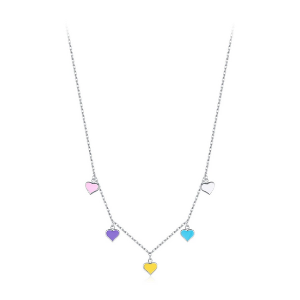 Wholesale Silver Dopamine Love Clavicle Chain With Heart Shape For Women Epoxy Process