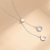 Wholesale 925 Silver Double Circle Pendant Necklace Women's Diamondinlaid Geometric Design Cross Chain