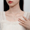 Wholesale 925 Silver Double Circle Pendant Necklace Women's Diamondinlaid Geometric Design Cross Chain
