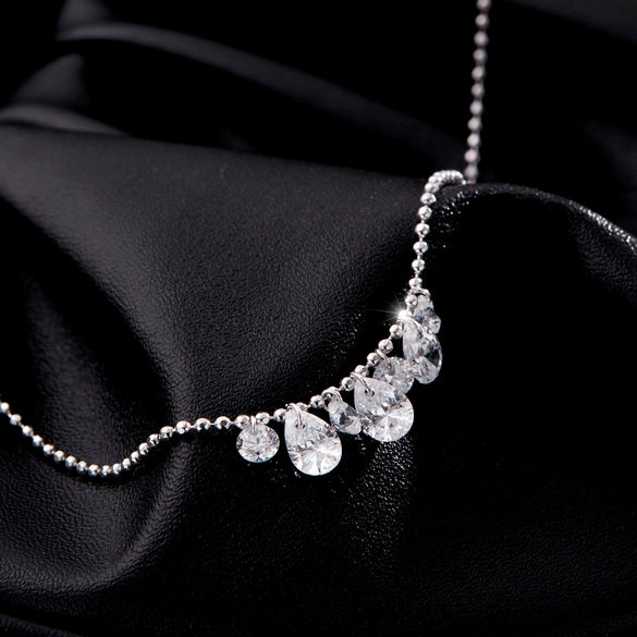 Wholesale Silver Drop Shape Pendant Clavicle Necklace For Women