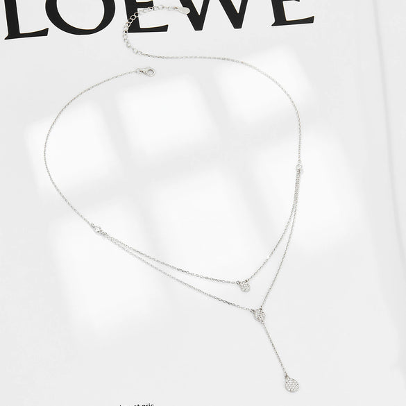 Wholesale 925 Silver Dropshaped Doublelayer Electroplated Clavicle Necklace For Women