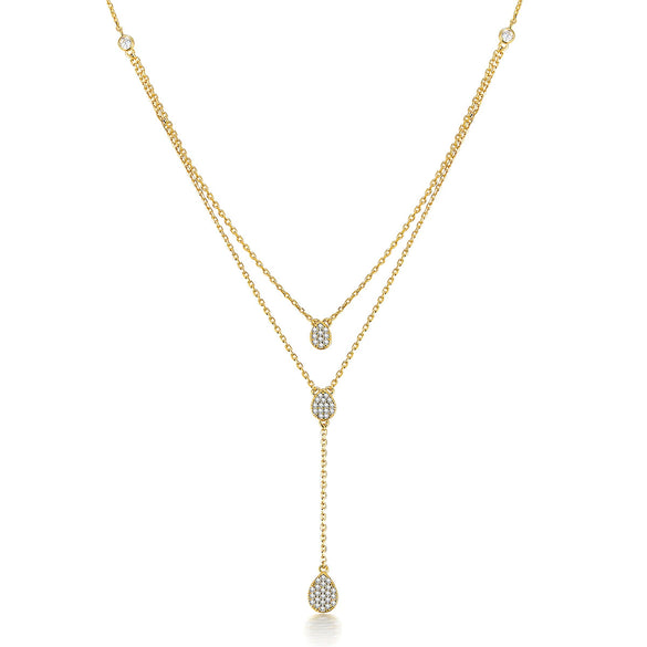 Wholesale 925 Silver Dropshaped Doublelayer Electroplated Clavicle Necklace For Women