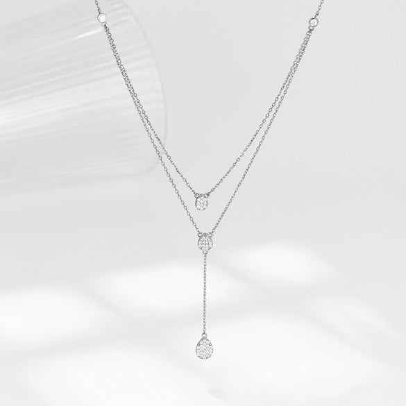Wholesale 925 Silver Dropshaped Doublelayer Electroplated Clavicle Necklace For Women