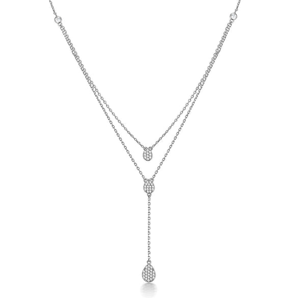 Wholesale 925 Silver Dropshaped Doublelayer Electroplated Clavicle Necklace For Women