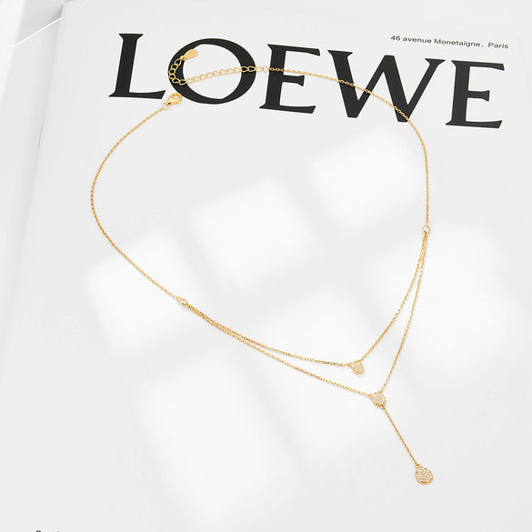 Wholesale 925 Silver Dropshaped Doublelayer Electroplated Clavicle Necklace For Women