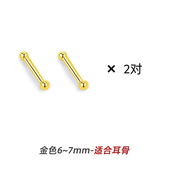 Wholesale Silver Ear Stick With Two Round Beads Geometric Style Electroplated For Girls Anti Blocking Sleeping Ear Holes
