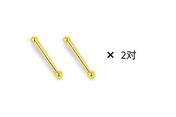 Wholesale Silver Ear Stick With Two Round Beads Geometric Style Electroplated For Girls Anti Blocking Sleeping Ear Holes